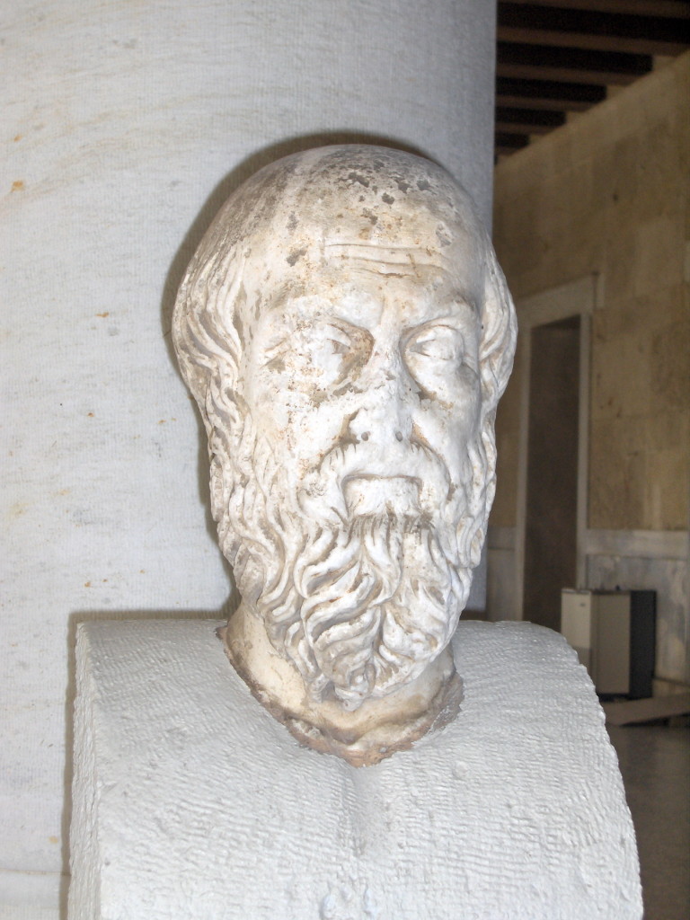 Bust of Herodotus. 2nd century AD. Roman copy after a Greek original. On display along the portico of the Stoa of Attalus, which houses the Ancient Agora Museum in Athens. Attribution: Konstantinos Stampoulis