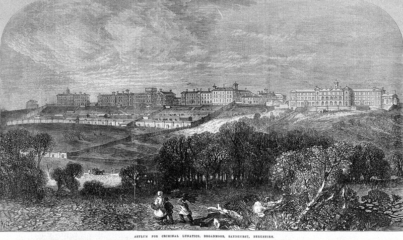 Asylum for Criminal Lunatics, Broadmoor, Sandhurst, Berkshire. Printed in Illustrated London News 1867. Attribution: http://wellcomecollection.wordpress.com/2010/11/19/the-mad-the-bad-and-the-greater-good/