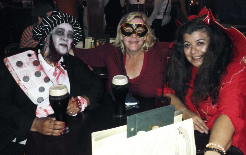 Fun at the 3rd Annual Lakenheath High School reunion at Hermosa Beach, CA. I'm in the middle and that's Portia Webb with the cleaver and Carol Guerra Knight with the horns. Photo courtesy of Portia Webb.