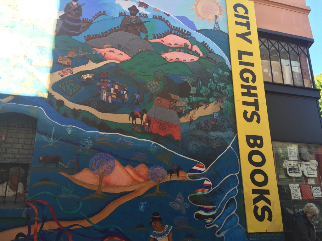 Mural behind City Lights bookstore. Photo: Cathy Hanson