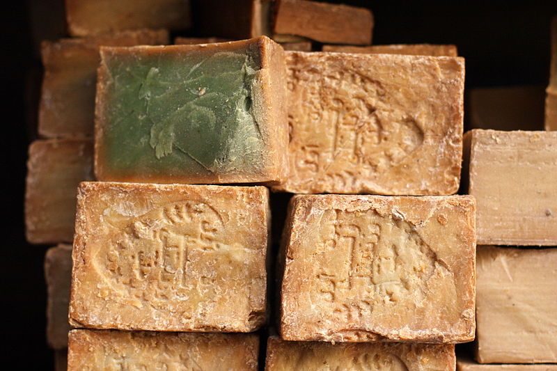 Aleppo soap. Photo by  yeowatzup from Katlenburg-Lindau, Germany via Wikimedia Commons.